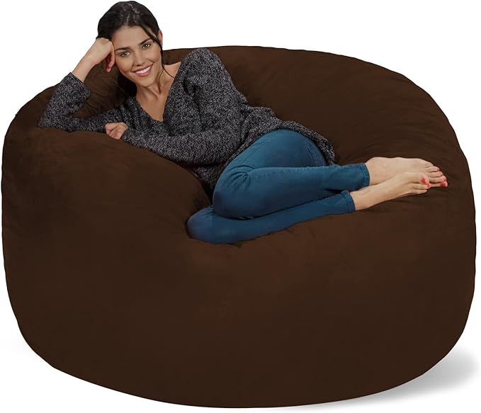 Chill Sack Bean Bag Chair: Giant 5' Memory Foam Furniture Bean Bag - Big Sofa with Soft Micro Fiber Cover - Brown