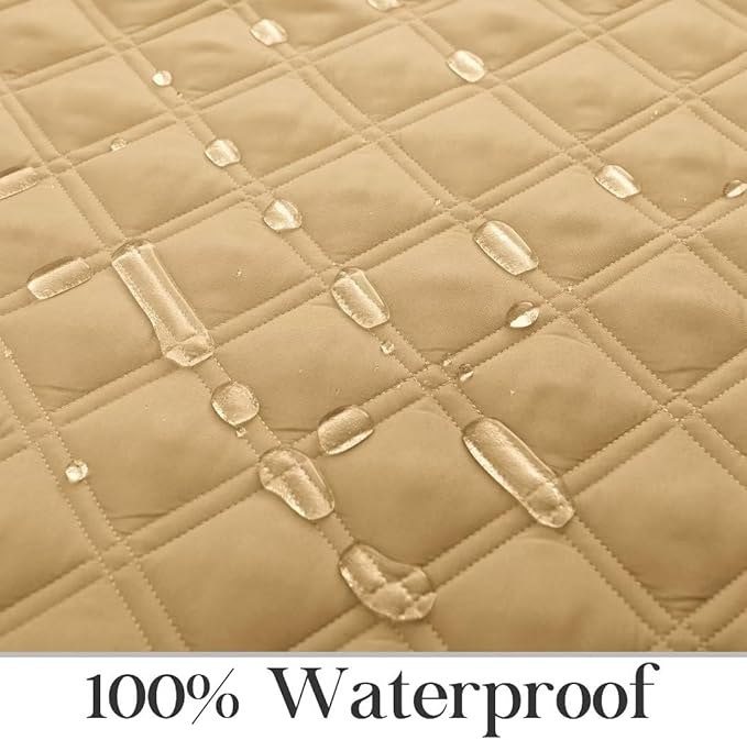 TOMORO Non-Slip Quilted Recliner Cover, 100% Waterproof Recliner Chair Slipcover Furniture Protector with Pockets, Washable Couch Cover with Elastic Straps for Kids and Pets，23 Inch