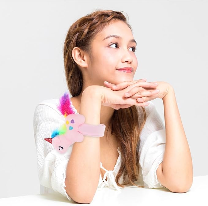 Animal Slap Bracelet Unicorn Slap Bracelet Plush Stuffed Animal Hugger Snap Wrist Band for Kids Birthday Party