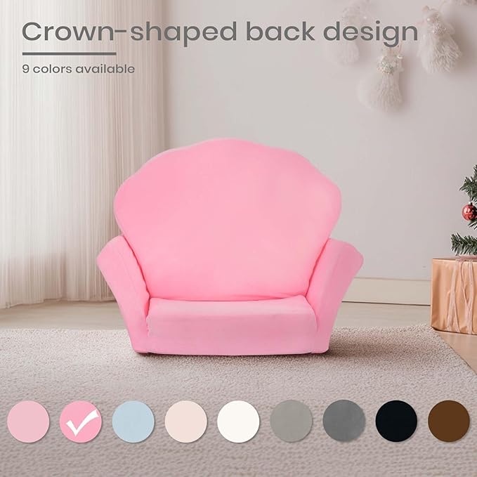 COSYLAND Kids Sofa for Toddler, 2-in-1 Folding and Expandable Soft Chair Bed Toddlers,Convertible Sofa to Lounger Sleeper Chair Bed for Girls and Boys,Pink