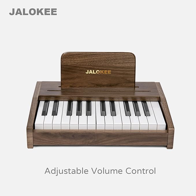 Kids Piano Keyboard, Digital Piano for Kids, Music Educational Instrument Toy, Wood Toy for 3+ Girls and Boys (Walnut, 25 Keys)