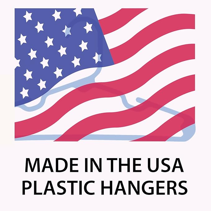 30 Pk Kids Children Hangers Plastic Made in USA, for Children, Infant, Toddler, Baby Clothes, White, 30 Pack Non-Slip