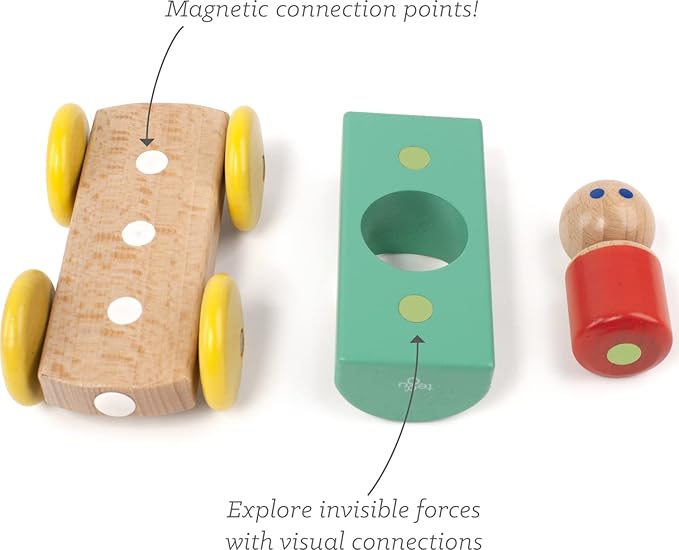 3 Piece Tegu Magnetic Racer Building Block Set, Teal Big Top