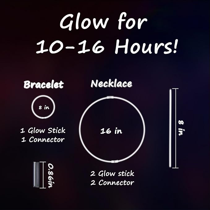 75 Glow Sticks Bracelets and Necklaces, 8'' Glowsticks Bulk Pack Bright Glow in the Dark Party Supplies for Kids (White)