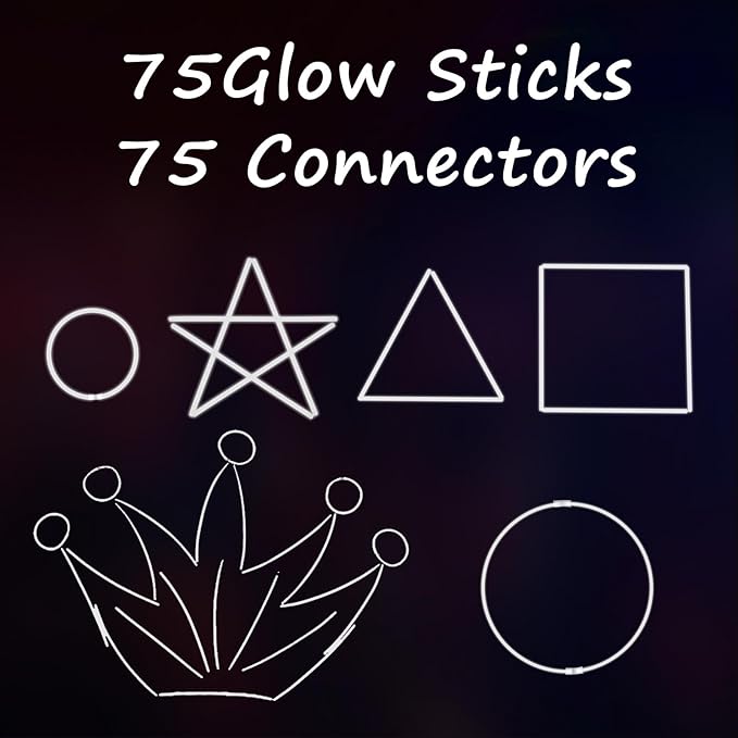 75 Glow Sticks Bracelets and Necklaces, 8'' Glowsticks Bulk Pack Bright Glow in the Dark Party Supplies for Kids (White)