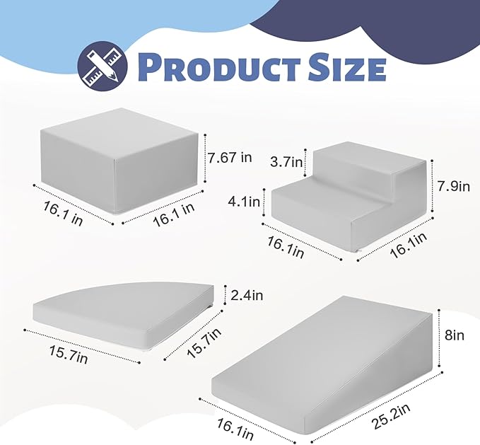 6-Piece Soft PU Leather Toddlers Climbing Toys, Baby Foam Climbing Blocks for Kids 3, Baby Climbing Structures Play Gym for Toddlers, Indoor Climb and Crawl Activity Play Set