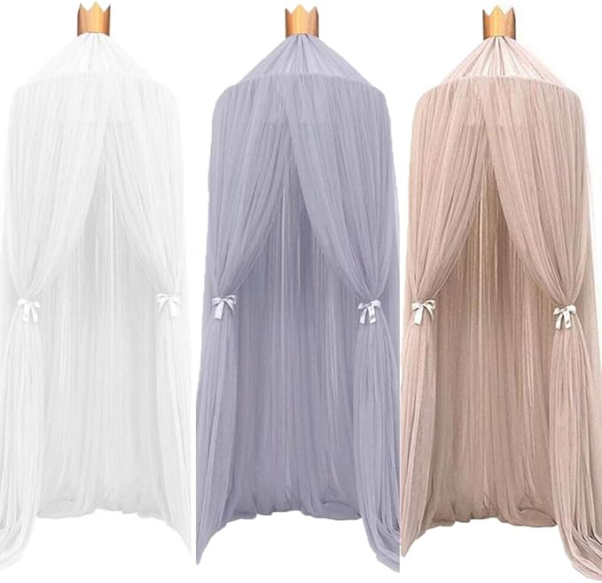 ESUPPORT Dome Princess Bed Canopy Round Lace Mosquito Net Play Tent Hanging House Decoration Lace Netting Curtains for Indoor Outdoor