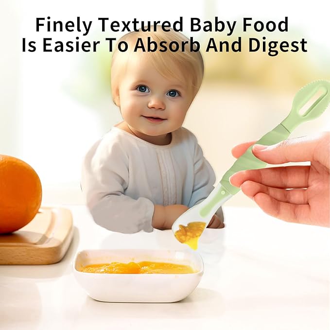 Double Head Baby Silicone Food Spoon (Olive green), Baby Fruit Scraping Mud Spoon, Feeding Spoons Training Spoon for Infants, baby led weaning supplies (Olive green)