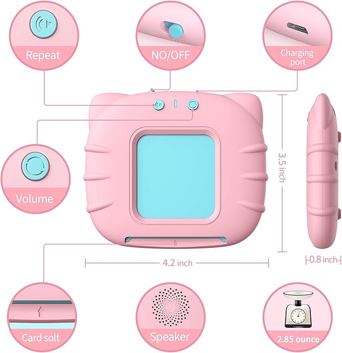 Kidzdo Educational Learning Toys for Toddlers, 540 Sight Words Talking Flash Cards with Music, Montessori Pocket Speech Therapy Toys, Teaching/Birthday Gifts for Ages 2 3 4 5 Years Old Girls (Pink)