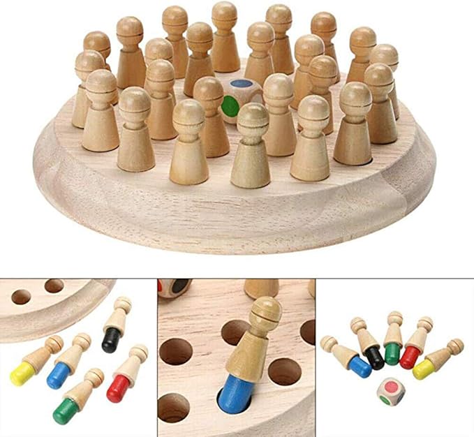 Wooden Memory Match Stick Chess Game, Color Memory Chess, Funny Block Board Game, Parent-Child Interaction Toy, Educational Intelligent Games Logic Braintease Toys for Boys and Girls Age 3 and Up