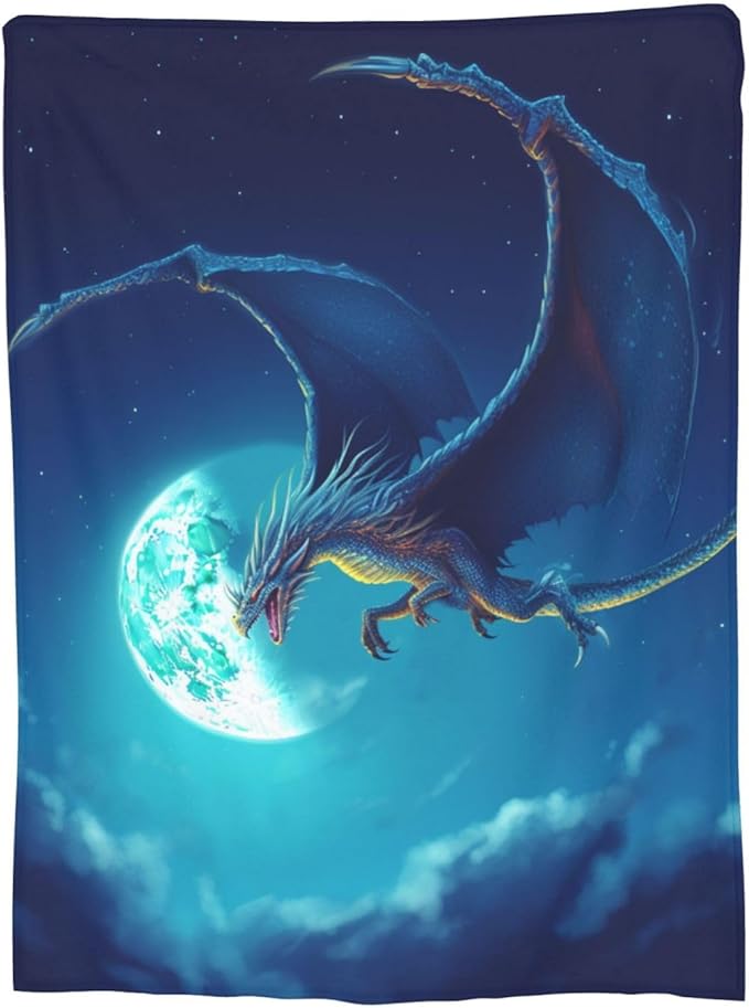 Meteor Dragon Blanket Dragon Throws Blanket Dragon Lover Gifts Dragon Decor Soft Cozy Fleece Plush Warm Flannel Bedding Blanket for Men Boys Girls Kids Adults Couch Travel 50"X60"