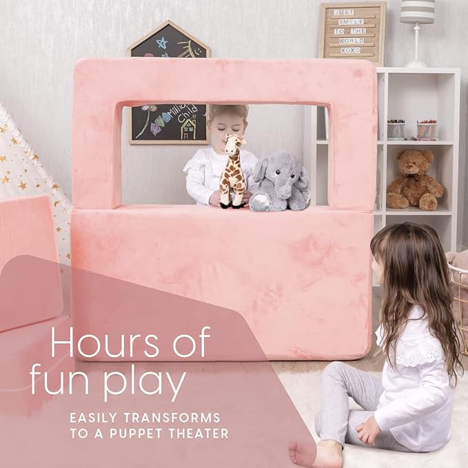 Milliard Kids Couch - Modular Kids Sofa for Toddler and Baby Playroom/Bedroom Furniture (Pink) with Bonus Pillow