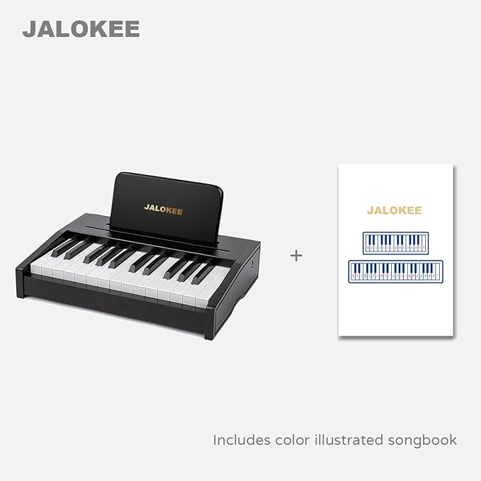 Kids Piano Keyboard, Digital Piano for Kids, Music Educational Instrument Toy, Wood Toy for 3+ Girls and Boys (Black, 25 Keys)