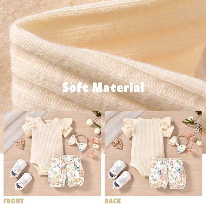 Aalizzwell Baby Girls Ribbed Bodysuit Bloomer Shorts Outfits Summer Clothes