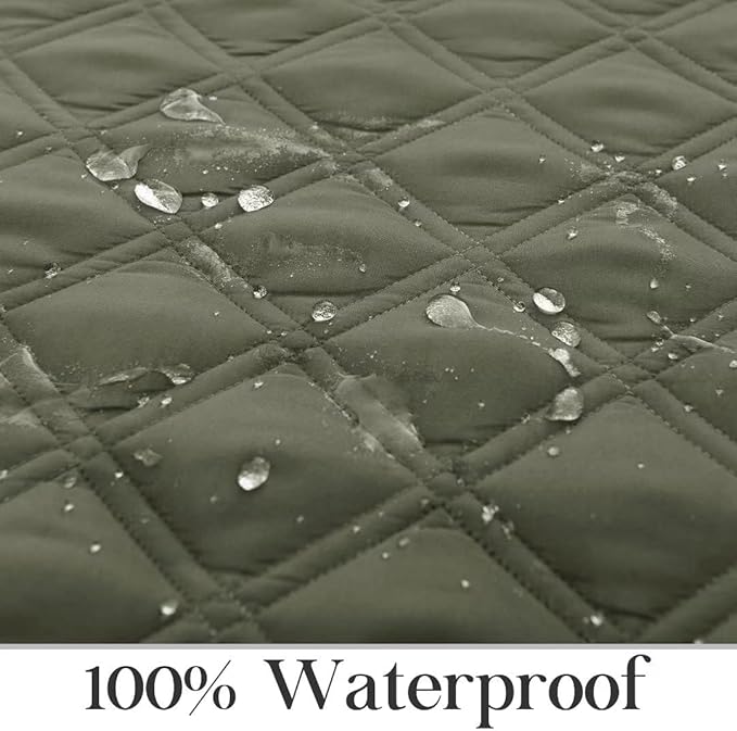 TOMORO Non-Slip Quilted Recliner Cover, 100% Waterproof Recliner Chair Slipcover Furniture Protector with Pockets, Washable Couch Cover with Elastic Straps for Kids and Pets，23 Inch
