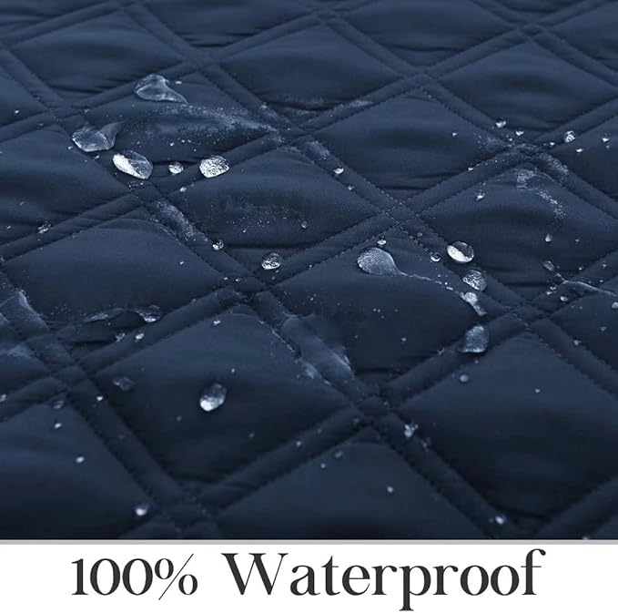 TOMORO Non-Slip Oversized Recliner Cover, 100% Waterproof Quilted Recliner Chair Slipcover Furniture Protector with Pockets, Washable Couch Cover with Elastic Straps for Kids and Pets