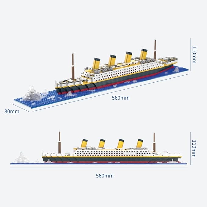 Architecture RMS Titanic Cruise Ship Model Construction Set, 1880 PCS, Building Blocks, Micro Blocks, Mini Bricks for Adults and Teens
