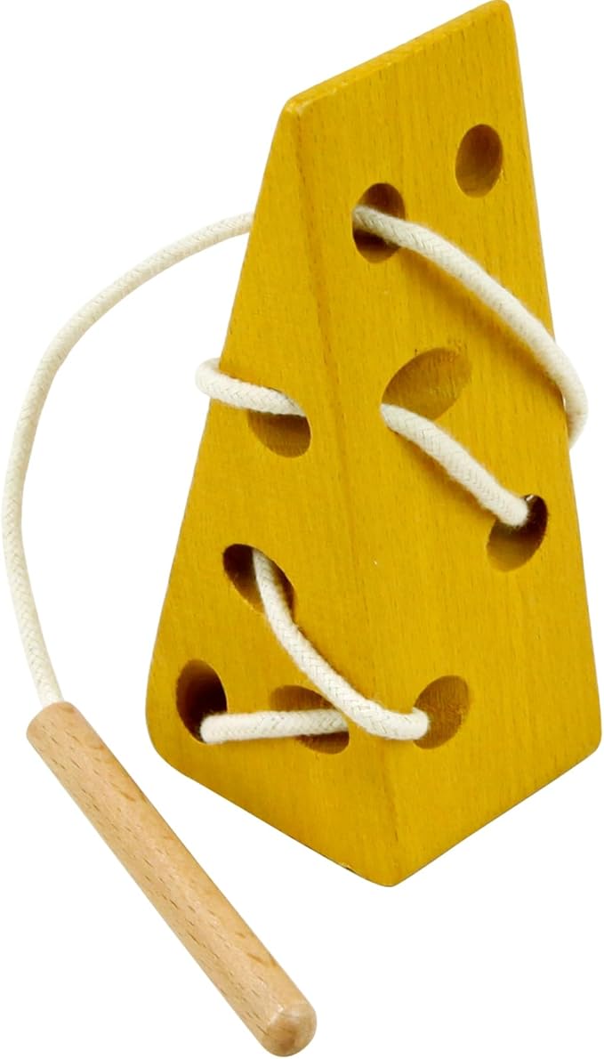 Sealive Early Development Toys Wooden Lacing Toys, Montessori Activity Kids Cheese Toys, Children Learning Educational Wood Block Puzzles Toy for Toddlers Boys Girls (Cheese)