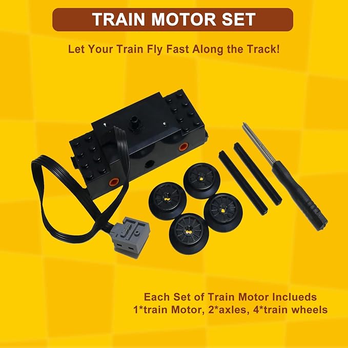4 Pcs Lego Technic Train Motor Kit, Science and Technology Power Functions Set, Remote Control Battery Box Receiver