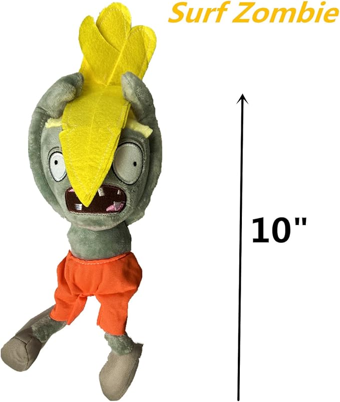 3 PCS PVZ Plant and Zombies Plush Sets Toys 1 2 Stuffed Soft PVZ Figure Doll Surf, Pompadour, Bikini Zombies, Great Gifts for Boys and Girls New
