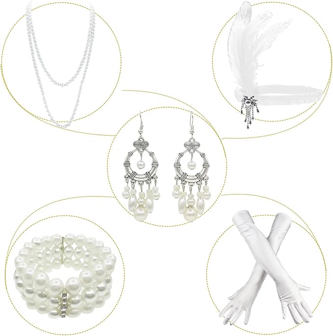 1920's Sequins Flapper Dress Children's Day Gift Party Halloween Costumes for Girls Accessories Set