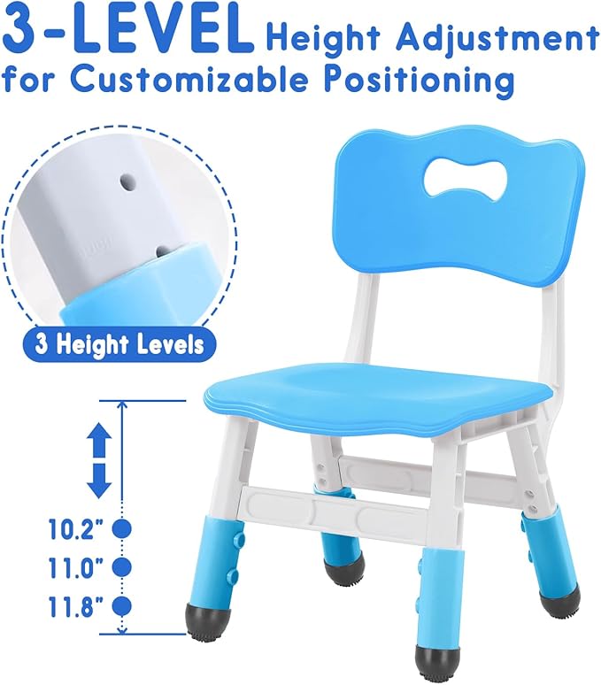 Kids Adjustable Chair with 3 Height Levels，Toddler Chair for Desk and Play, Suitable for Indoor and Outdoor Kids Activities