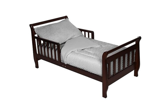 American Baby Company Heavenly Soft Minky Dot Chenille Toddler Bedding Set, Gray, 4 Piece, for Boys and Girls