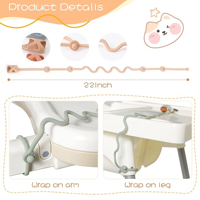 Baby Spoons Self Feeding 6 Month,SMAutoLife Toddler Utensils Holder Strap Food Grade Silicone Keep Fork and Spoon Off The Floor Great for Kids,Hook On High Chair(Orange)