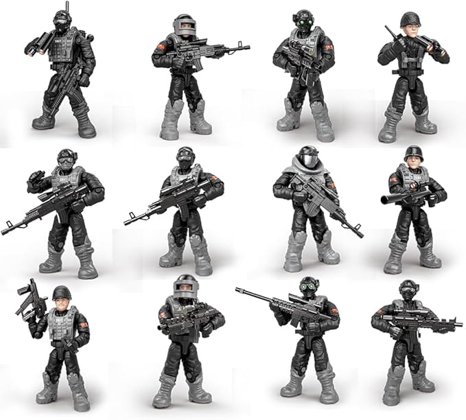 24 PCS Special Forces Building Block Action Mini-Figures Blind Bags with Multiple Military Weapons Accessories Equipment Assembly Building Toys Party Favors for Boys
