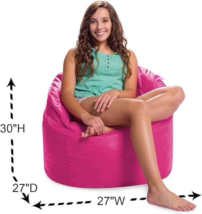Posh Creations Sonoma Lounger Chair for Kids and Teens Big Bean Bag for Living Rooms, Bedrooms and Basements, Large, Pink