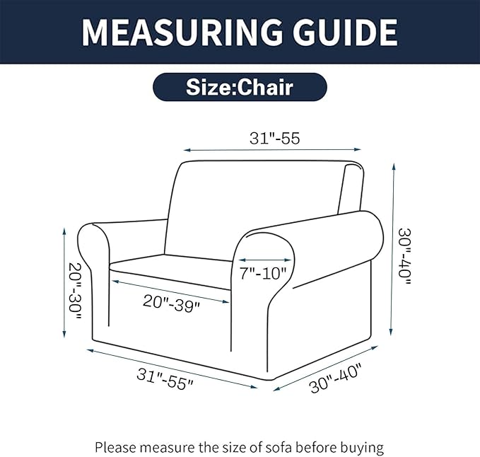 2025 New Stretch Chair Sofa Slipcovers Couch Cover for 1 Seater Furniture Protector Sofa Covers with Elastic Bottom Jacquard Fabric Small Checks for Pets, Kids - Navy