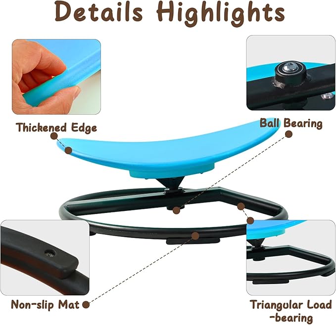 Kids Sensory Chair for Autism Kids Swivel Chair, Sensory Spin Chair Seat Improve Physical Coordination Wobble Chair for Kids Sit and Spin Relief of Motion Sickness