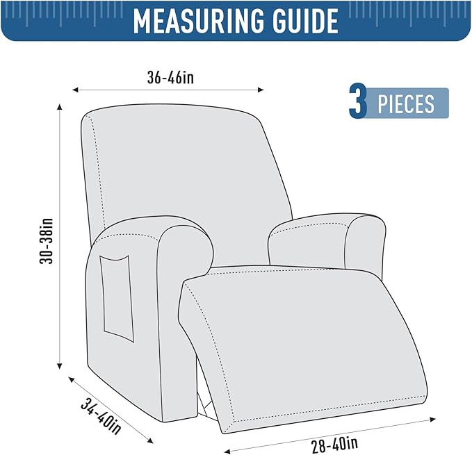 TAOCOCO Oversized Recliner Cover Stretch Recliner Chair Covers, Jacquard Reclining Chair Cover, Furniture Protector Sofa Slipcovers Couch Covers with Elastic Bottom for Kids, Pets (Dark Blue)