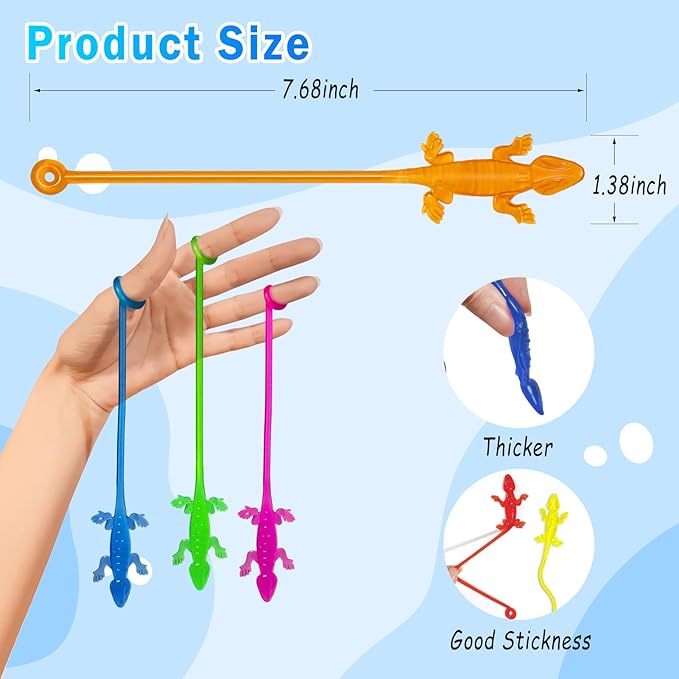 36PCS Sticky Hands Bulk Kids Party Favors Lizard Shape Stretchy Sticky Hand Fidget Toys Kids Goodie Bag Stuffers Easter Basket Stuffers Treasure Box Toys for Classroom Prizes Birthday Party Supplies