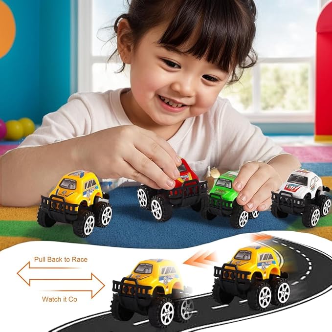 142Pcs Monster Trucks Party Favors for Toddlers Kids 4-8 Truck Car Toys Coloring Books with Crayons Bulk Birthday Supplies Tattoo Stickers Stamper Bracelets Keychain School Classroom Gift Goodie Bags