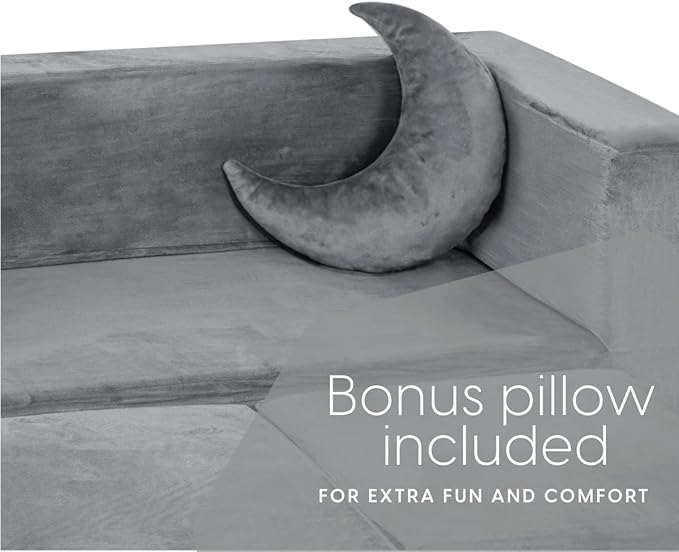 Milliard Kids Couch - Modular Kids Sofa for Toddler and Baby Playroom/Bedroom Furniture (Grey) with Bonus Pillow