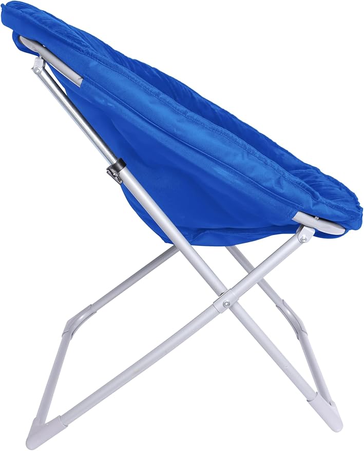 Amazon Basics Faux Fur Saucer Shaped Chair with Foldable Metal Frame, Blue, 32.3"D x 27.2"W x 32.3"H