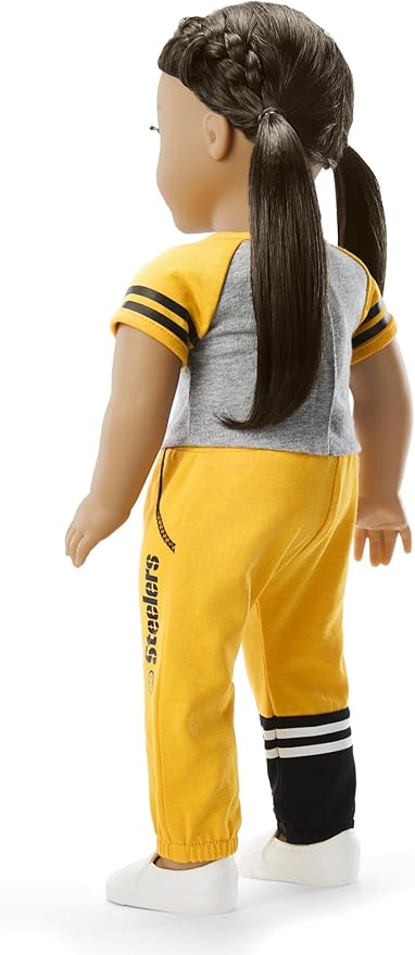 American Girl Pittsburgh Steelers 18 inch Doll Fan Outfit and Accessories, Black and Yellow, 6 pcs, Ages 6+