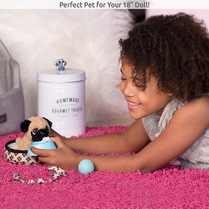 Adora Amazon Exclusive Amazing Pets - Soft and Cuddly Plush Pet for Amazing Girls Collection, Doll Accessory Set, Birthday Gift For Ages 6+ - Preston the Brown Pug