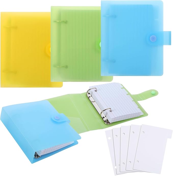 3 Pack Index Card Binder with Dividers, 60 Sheet Each, 3x5 Index Card Holder Index Card Organizer Binder Notebook for Classroom Office Home(20 Dividers Totals)