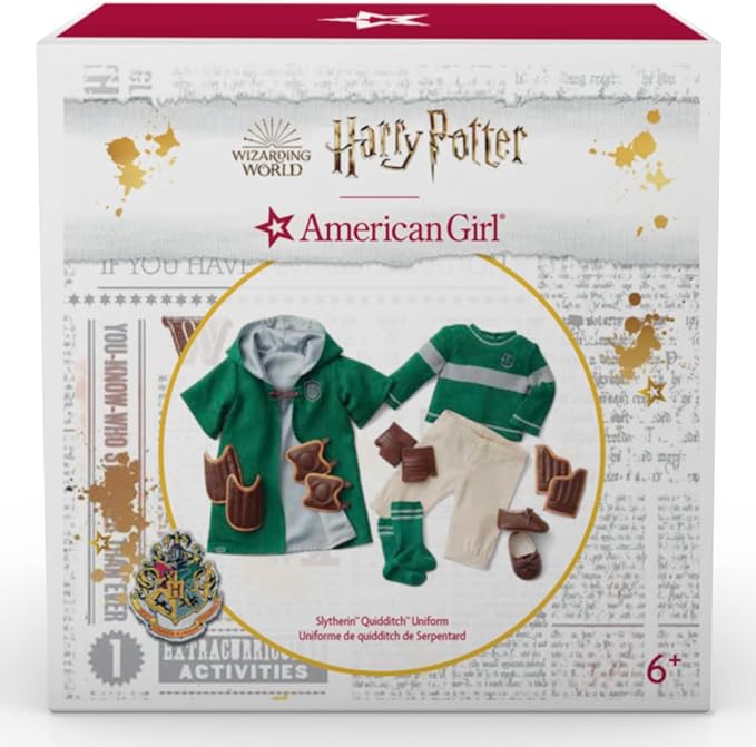 American Girl Harry Potter 18-inch Doll Slytherin Quidditch Uniform Outfit with Robe Featuring House Crest, For Ages 6+