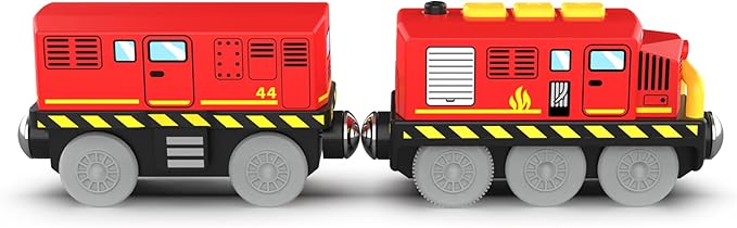 Train Toys Battery Operated Locomotive Train for Wooden Track, Motorized Train for Toddlers with Magnetic Connection, Compatible with Thomas, Brio, Chuggington, Melissa and Doug