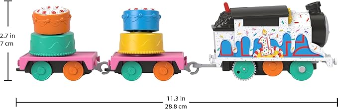 Thomas & Friends Motorized Toy Train, Wobbly Cake Thomas Engine with Cargo Cars & Pieces for Pretend Play Preschool Kids Ages 3+ Years