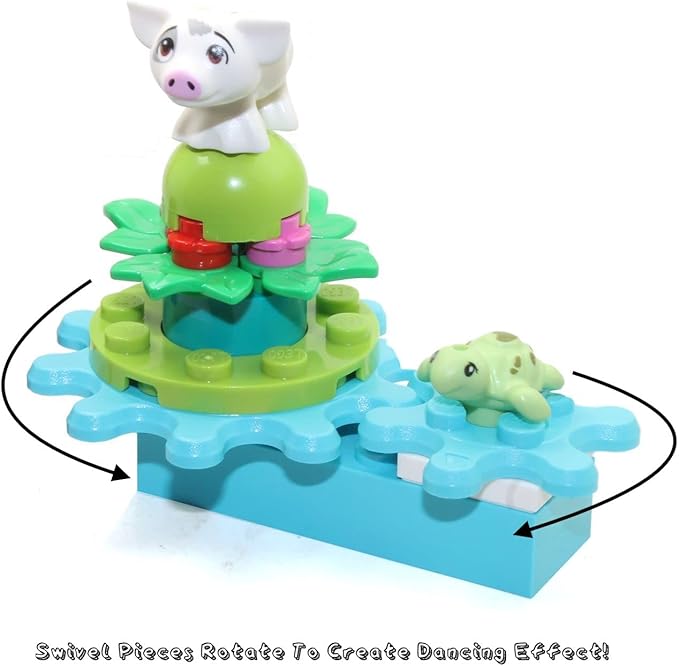 LEGO Disney Princess Moana MiniFigure - Dancing Pua The Pig and Baby Turtle on Spinning Flower Bed Foil pack