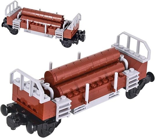 6IN1 City Freight Train Car Building Set, DIY Toys for Teens and Adults, Compatible with Lego 630 Building Accessory (Timber Cart)
