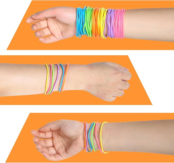 Adorox 144 Bracelets Neon Jelly Bracelets Rainbow Colors Party Favors Birthday Gifts Prizes Assorted Holiday Gift Christmas (Assorted (144 Bracelets))