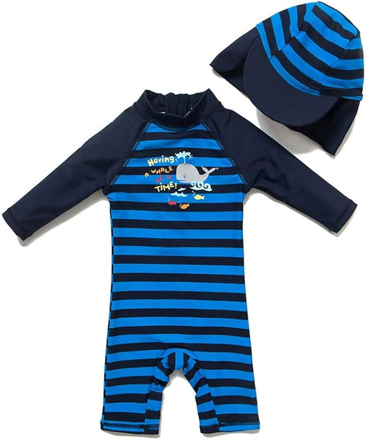 upandfast Baby/Toddler Swimsuit UPF 50+ Sun Protection One Piece Zipper Bathing Suit with Sun Hat Infant Beach Swimwear