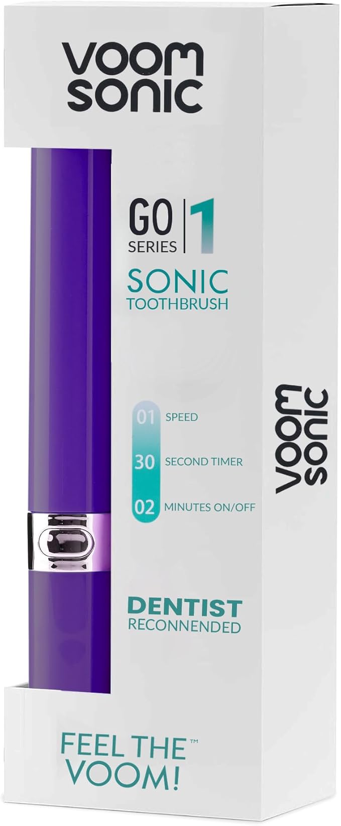 Voom Sonic Go 1 Series Travel Electric Toothbrush | Travel Toothbrushes - Battery Operated Toothbrush for Adults & Kids, Dentist Recommended Toothbrush, Portable w/ 2 Minute Timer (Purple)