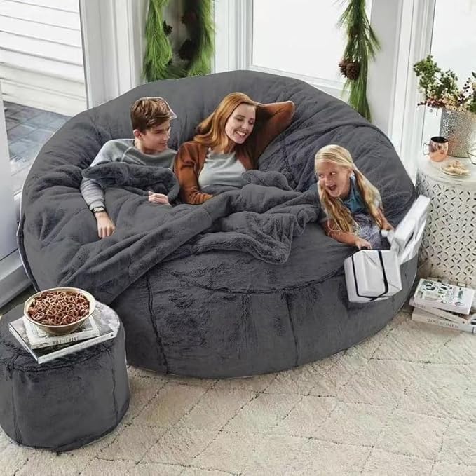 Big Huge Giant Bean Bag Chair Cover for Adults, (No Filler) Machine Washable Covers Bean Bag Chairs in Multiple Sizes and Colors Giant Foam-Filled Furniture Filled Furniture (Wine Red, 7FT)