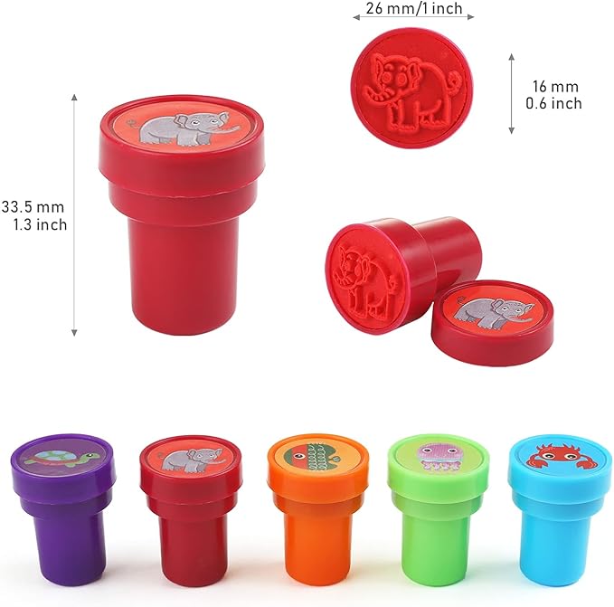 26Pcs Zoo Animal Stamps for Kids, Self Inking Stamps for Kids Birthday Gift, Farm Party Favors, Teacher Stamps